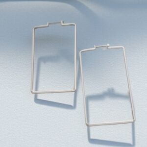 Silver Rectangular Hoop Earrings